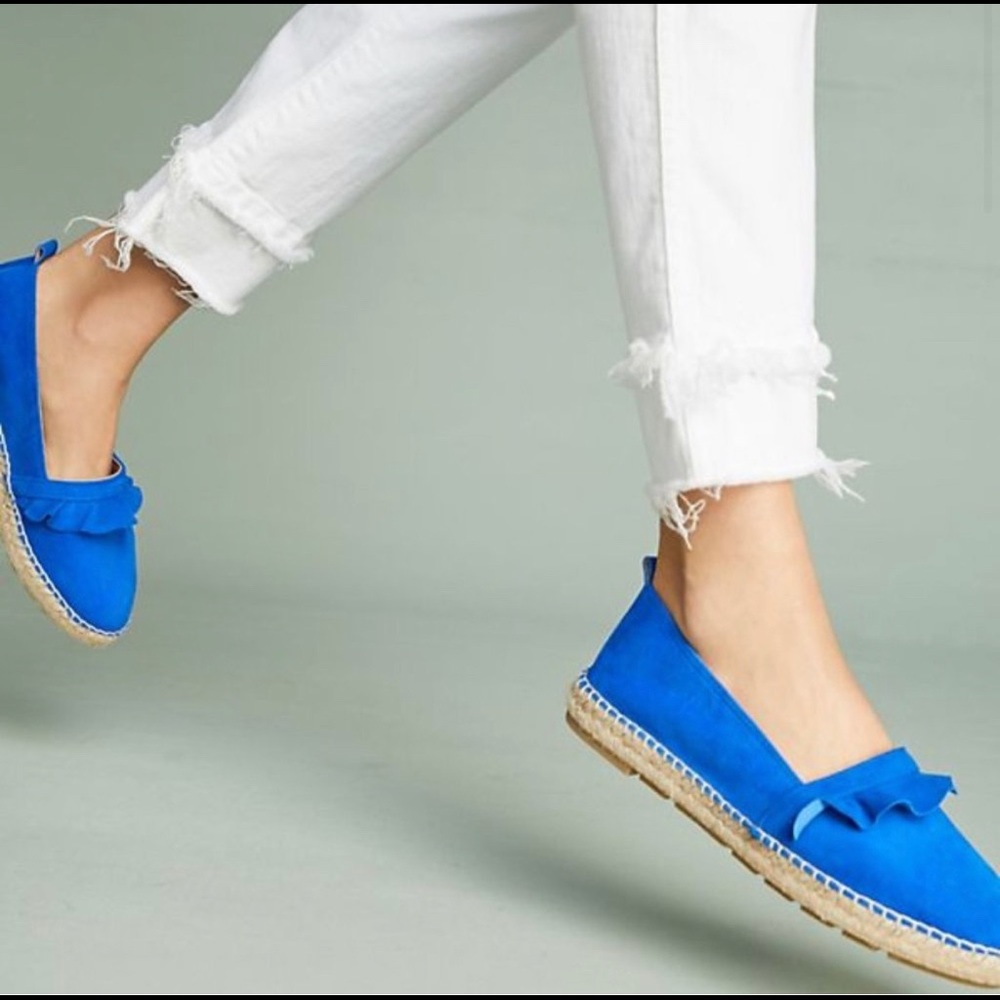 Anthropologie Blue Ruffle Espadrilles flat Loafers